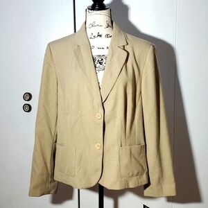 Norton- Cream/Tan Pattern Flecked Suit Coat Blazer Neutral Womens Office Sz.14